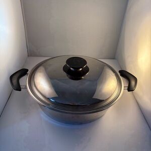 Nutri Stahl Stainless 3 Qt‎ Saucepan Pot With Lid Double Handles Black Knob